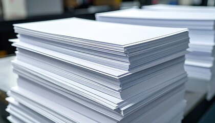 Stacks of white paper
