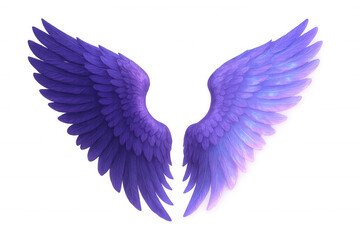 Obraz premium Fantasy angel wings in purple and violet, ethereal glowing plumage for mythical and spiritual concepts