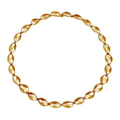 Elegant gold necklace twisted link chain oval loop pattern luxury jewelry reflective metal isolated on white minimalist design high end fashion