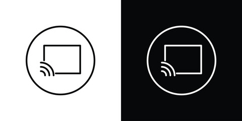 Screencast icon vector illustration. editable stroke icon.