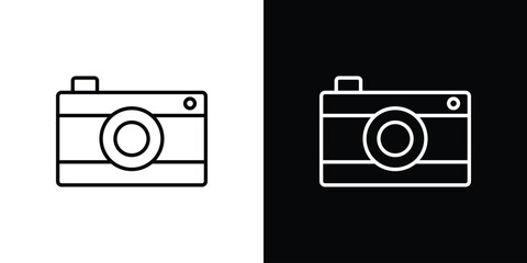 Retro camera icon vector illustration. editable stroke icon.