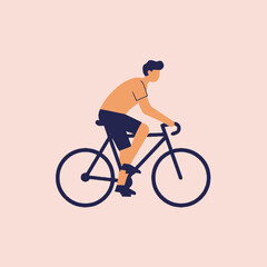 Fototapeta premium Cyclist Riding Bicycle A Flat Vector Illustration Depicting a Person Enjoying Cycling Outdoors on a Bike