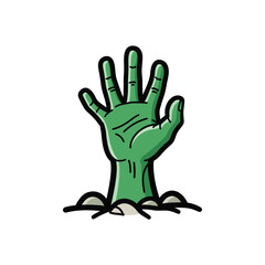 Obraz premium Green Zombie Hand Emerging from Ground - Spooky Halloween Horror