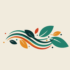 Fototapeta premium Abstract Foliage Illustration A Colorful Vector Design with Leaves and Swirls