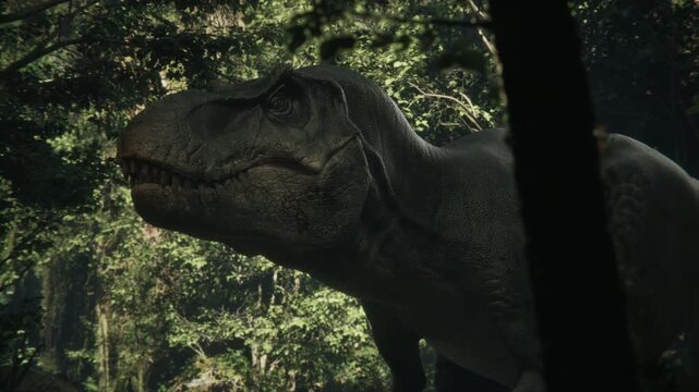 Epic Dinosaur Roar against Sunset Light