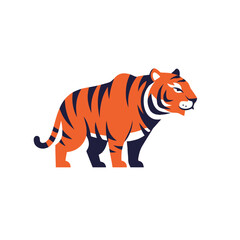 Fototapeta premium Vibrant Tiger Illustration A Clean, Colorful Flat Vector Design for Creative Projects