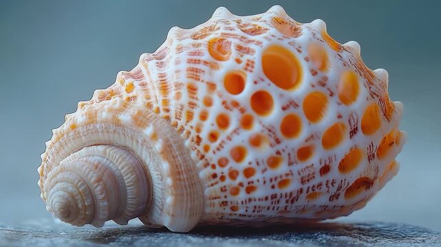 A close-up view of a shell on a table