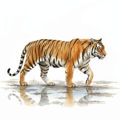 Fototapeta premium Majestic Watercolor Lions – Artistic Wildlife Portraits on Clean White Background