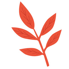 Bright red leafy branch with detailed veins, ideal for energetic, festive, or Thanksgiving-themed design projects and social media.
