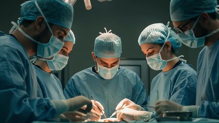 Realistic Surgery Operation In Progress Operating Room Medical Team - Powered by Adobe