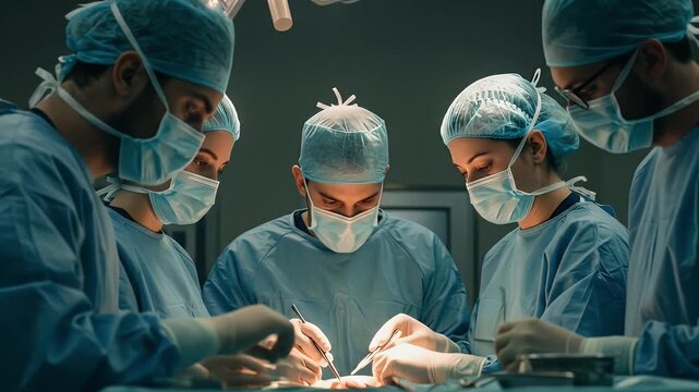 Realistic Surgery Operation In Progress Operating Room Medical Team