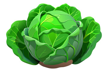 Fresh Organic Green Cabbage Isolated on Transparent Background – Healthy Vegetable Concept.