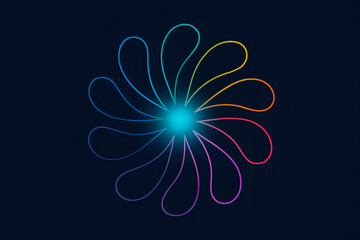 Abstract Glowing Colorful Flower Petal Burst