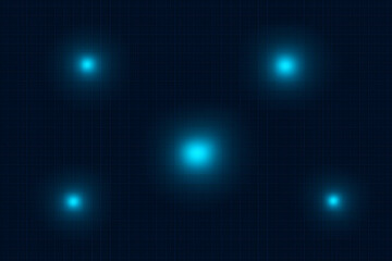Abstract Blue Glowing Dots on Dark Grid