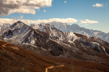 Snow mountains in the west of Sichuan province, Daerpu area, Xiaojin County, Ngawa Tibetan and Qiang Autonomous Prefecture, China