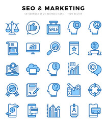 SEO & Marketing Icons Pack. Two Color icons set. Two Color icon collection set.