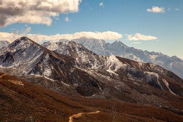 Snow mountains in the west of Sichuan province, Daerpu area, Xiaojin County, Ngawa Tibetan and Qiang Autonomous Prefecture, China