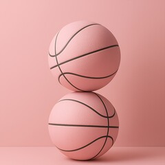 Stacked Pink Basketballs — Minimalist Sports Concept Photography