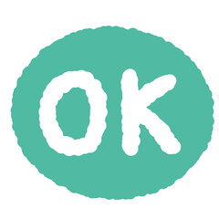 Cute green Speech Bubble with Ok Word Cartoon Style