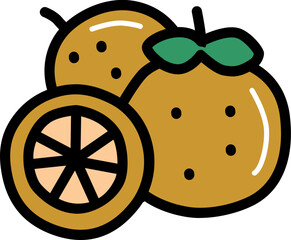 Orange fruit chinese culture line icon