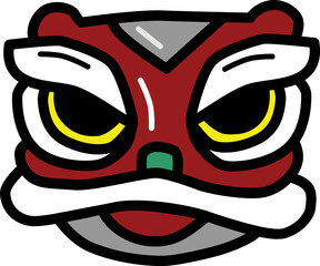 Barongsai chinese culture line icon