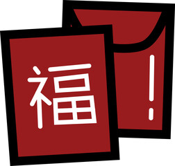 Red envelope chinese culture line icon