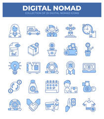 Digital Nomad Icons. Ultimate Guide to Remote Work and Online Business
