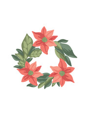 vector illustration round poinsettia flower wreath