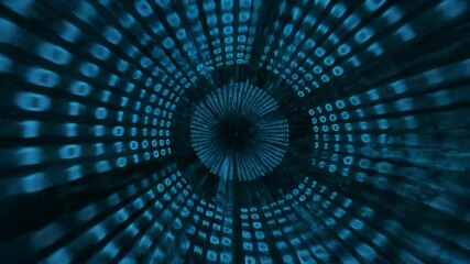 Abstract Digital Binary Code Tunnel Flying Through Data Stream - Powered by Adobe