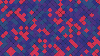 Abstract mosaic background with blue and red diamonds geometric pattern