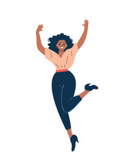 Fototapeta premium vector illustration happy jumping woman