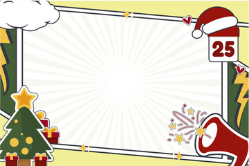 Colorful Christmas Cartoon Layout for Poster and Banner Design – Editable Comic Frame