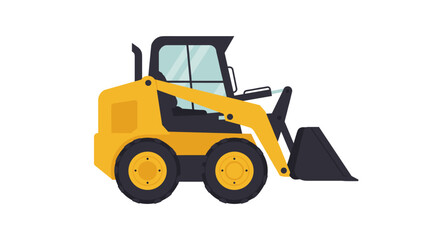 Naklejka premium Yellow skid steer loader isolated on white, heavy equipment for construction and earthmoving
