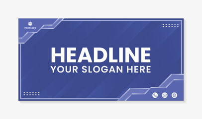 Simple banner design template with blue color