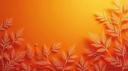 Autumnal elegance with delicate outlines of foliage set against a warm gradient of sunset hues creating a serene atmosphere