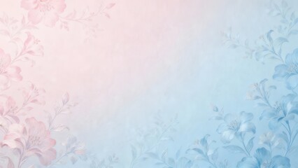 Soft pastel gradient background features delicate floral border accents in opposing corners