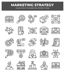 Collection of 25 Marketing Strategy Icons: Plan. Research. and Grow Your Business