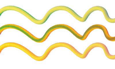 Three vibrant, wavy lines with a gradient of yellow and green, suggesting movement and organic flow in a bright design