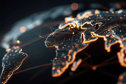 Global Digital Network Map  Glowing Connections Across World 