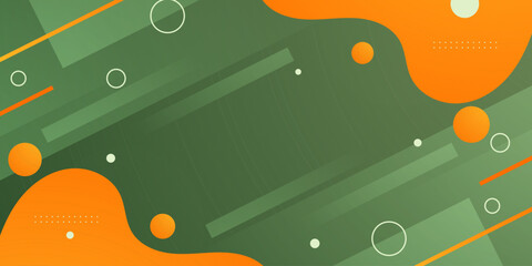 Abstract green and orange color background. Trendy banner background with fluid and circle pattern concept design. Eps10 vector