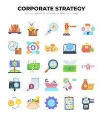 Corporate Strategy Icons. A Collection of 25 Essential Business Strategy Icons