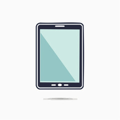 Digital tablet device illustration on white background with copy space