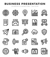 Business Presentation icons set. Vector illustration.