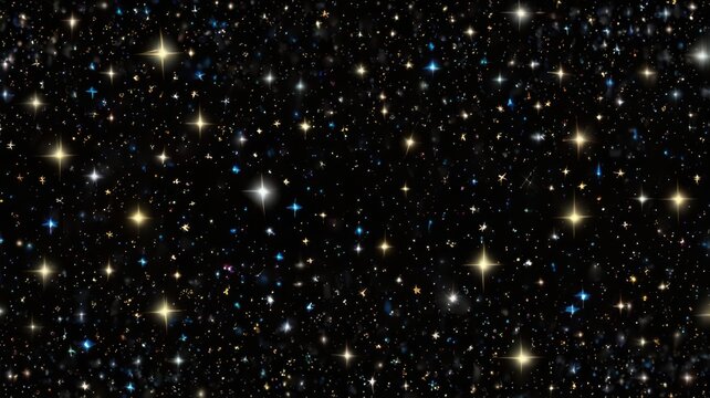 Glimmer light in dark space, abstract glowing star background.