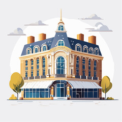 Elegant building illustration architectural design with vector style elements