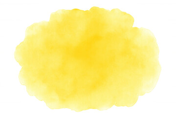 Soft-edged yellow watercolor paint blob adds artistic abstract texture and depth to the transparent background