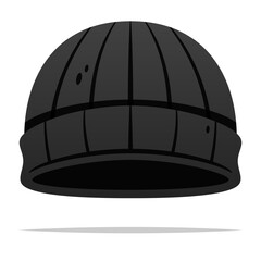 Cartoon black beanie hat vector isolated illustration