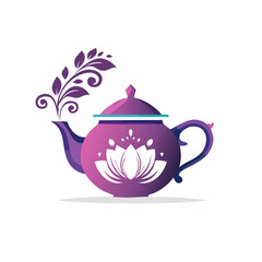 Elegant purple teapot with floral design and decorative elements