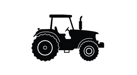 Simple black silhouette illustration of a classic farm tractor vehicle