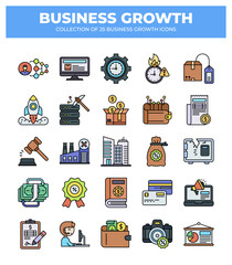 Collection of 25 Business Growth Icons: Boost Your Business Visuals